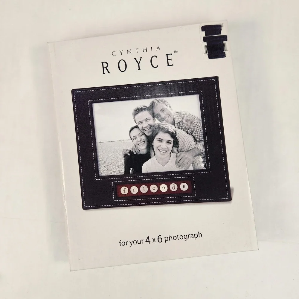 Cynthia‎ Royce NIB Faux Leather Friends Photo Frame 4x6 Black